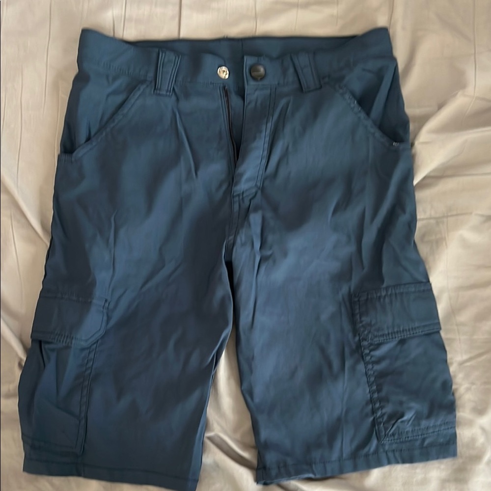 Navy Blue Cargo Shorts with Belt Loops and Flat Front